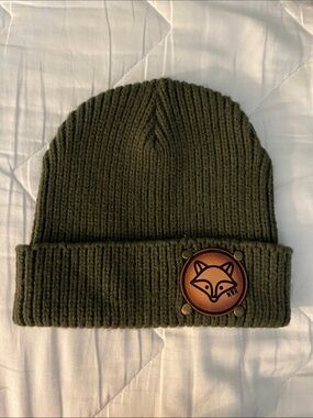 Port Authority Olive Green Knit Beanie with Fox Patch